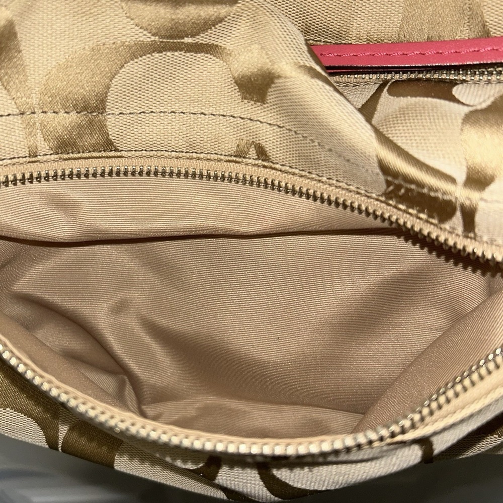 Coach Signature Canvas Print Pink Leather Trim Crossbody Bag Y2K Fashion Style - Picture 3 of 4